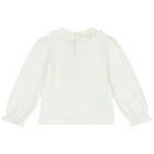 Younger Girls Ivory Long Sleeve Top, 1, hi-res