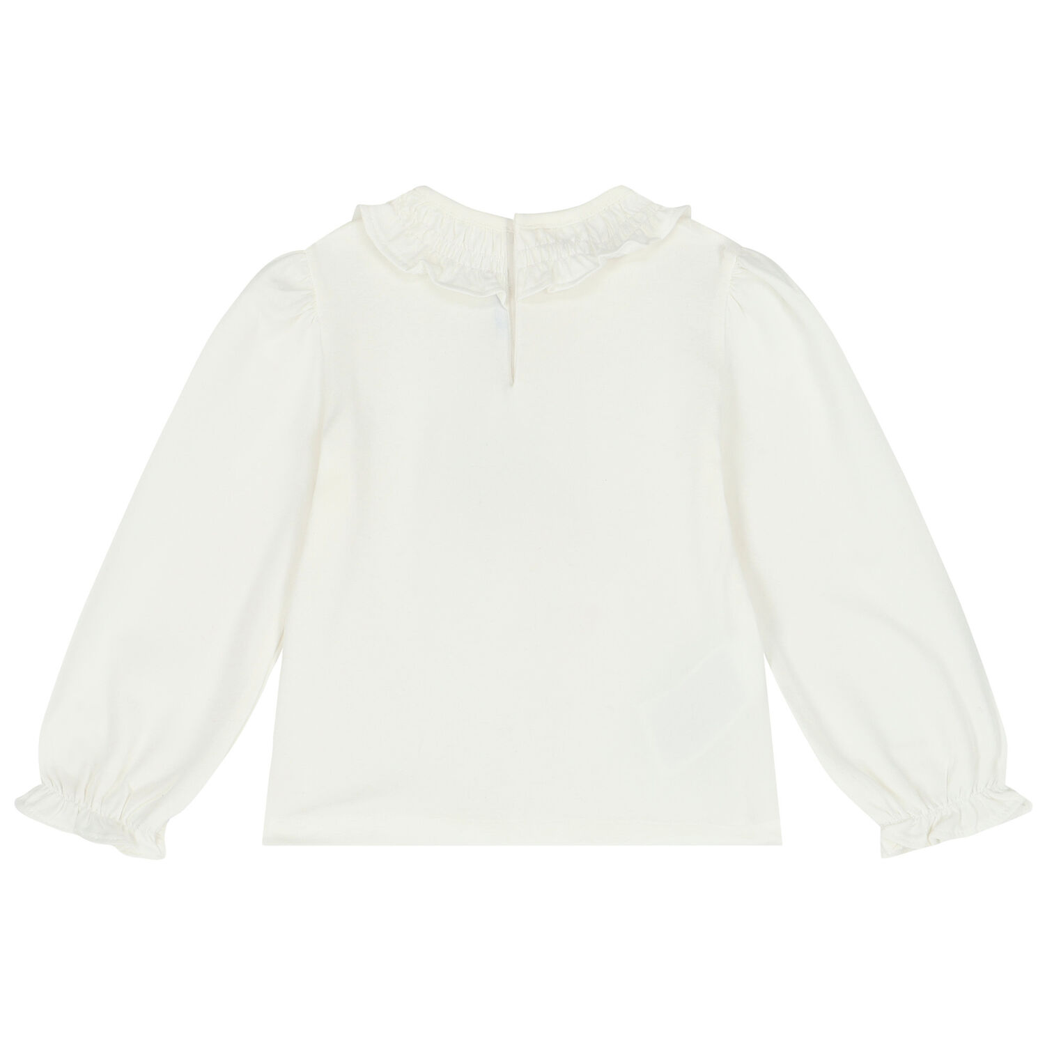 Younger Girls Ivory Long Sleeve Top, 1, hi-res