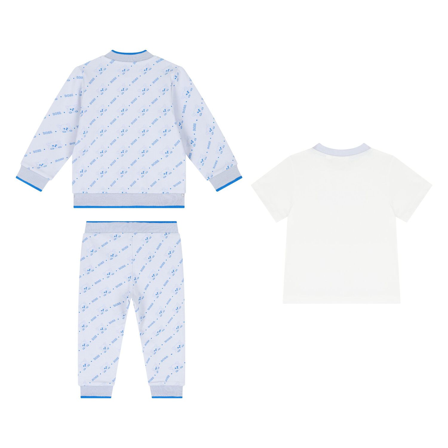 Baby Boys Blue & White Logo Tracksuit Set, 1, hi-res