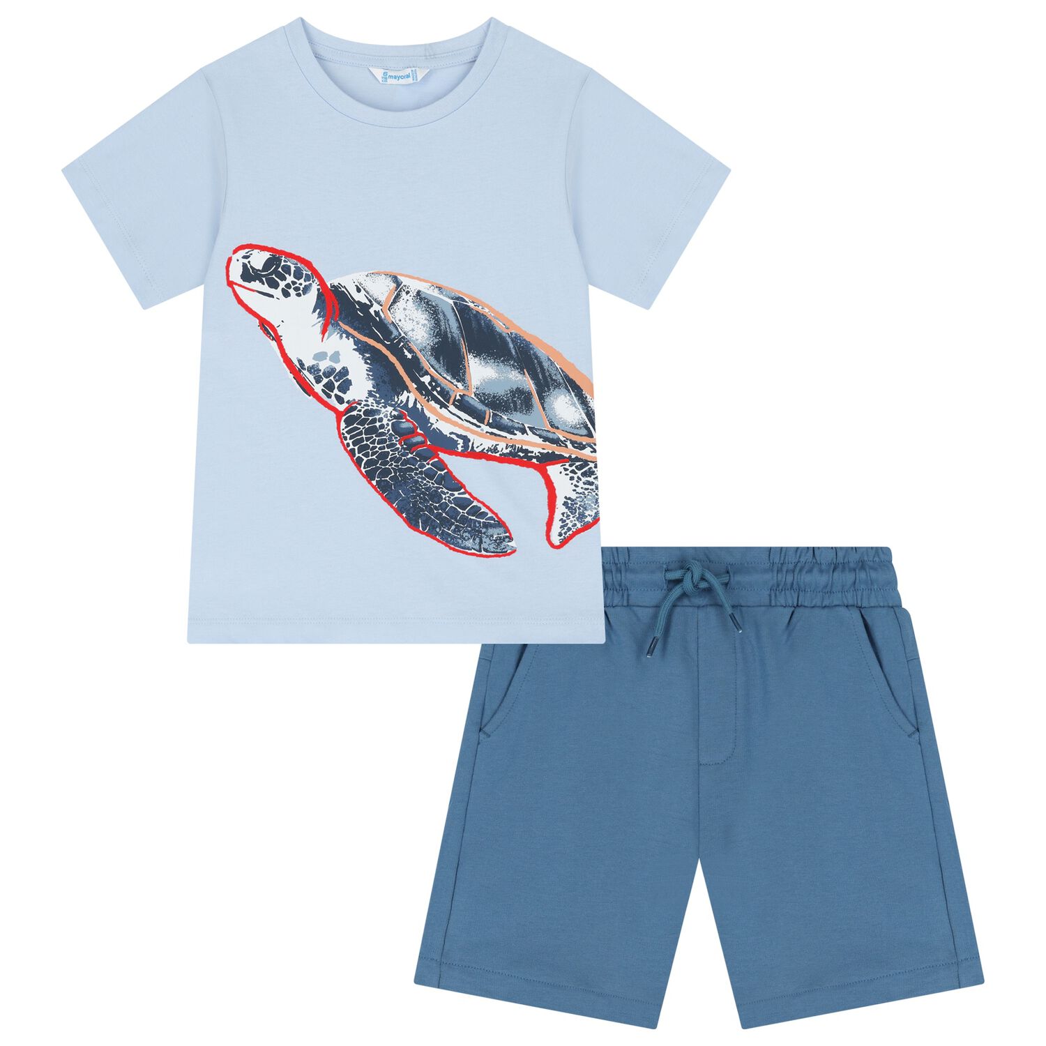 Boys Blue Turtle Shorts Set, 3, hi-res
