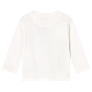 Younger Boys White Dogs Long Sleeve Top