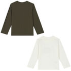 Boys Khaki & Ivory Skate Long Sleeve Top ( 2-Pack ), 2, hi-res
