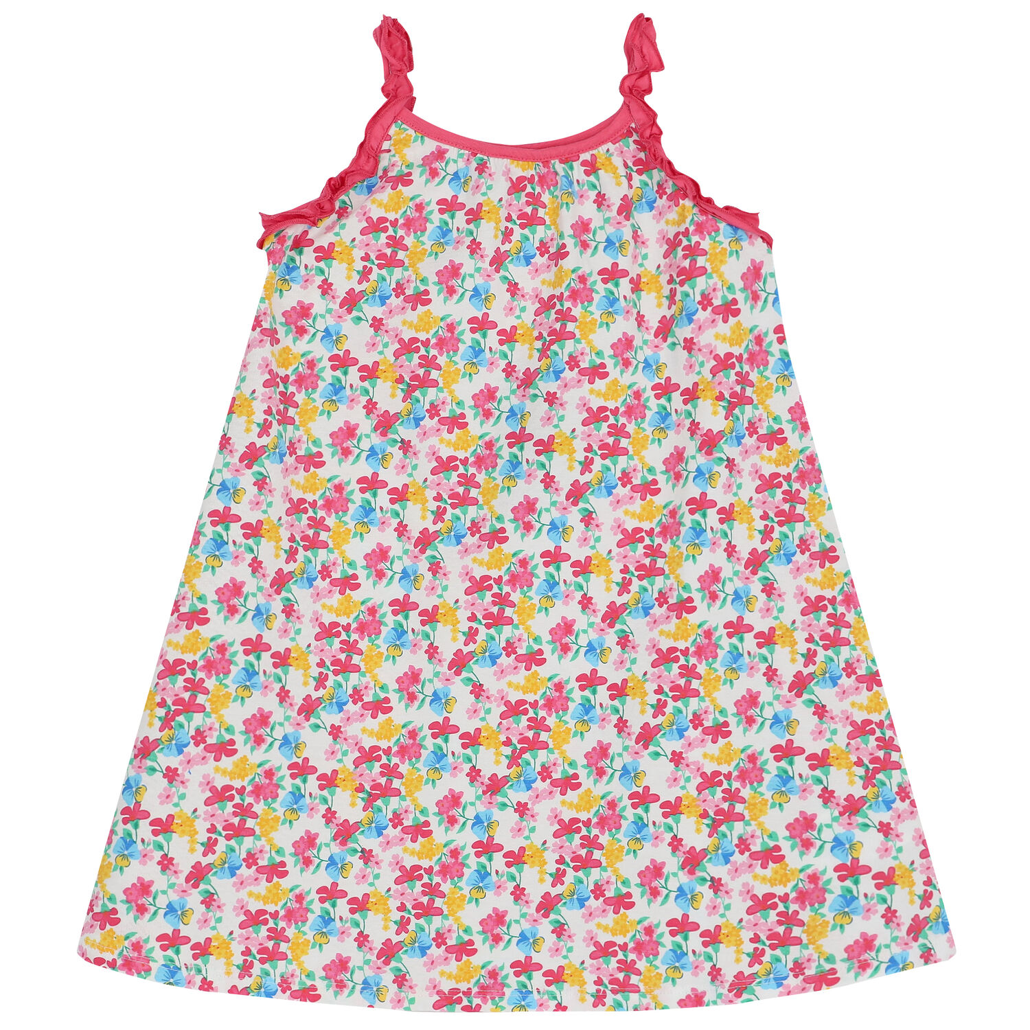 Girls White Floral Dress, 1, hi-res