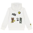 Boys Ivory Teddy Bear Hooded Zip Up Top, 1, hi-res
