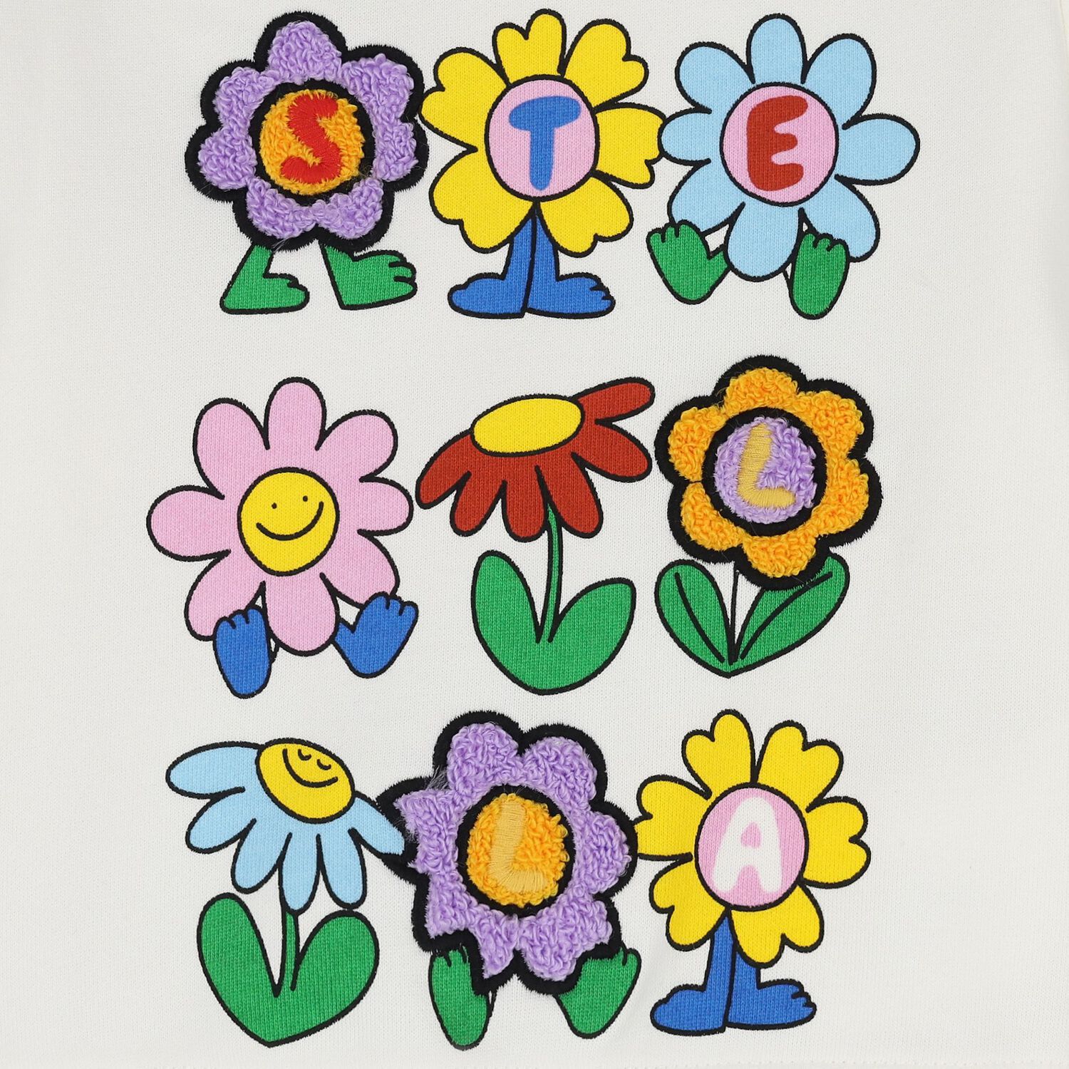 Younger Girls Ivory Flower Sweatshirt, 1, hi-res