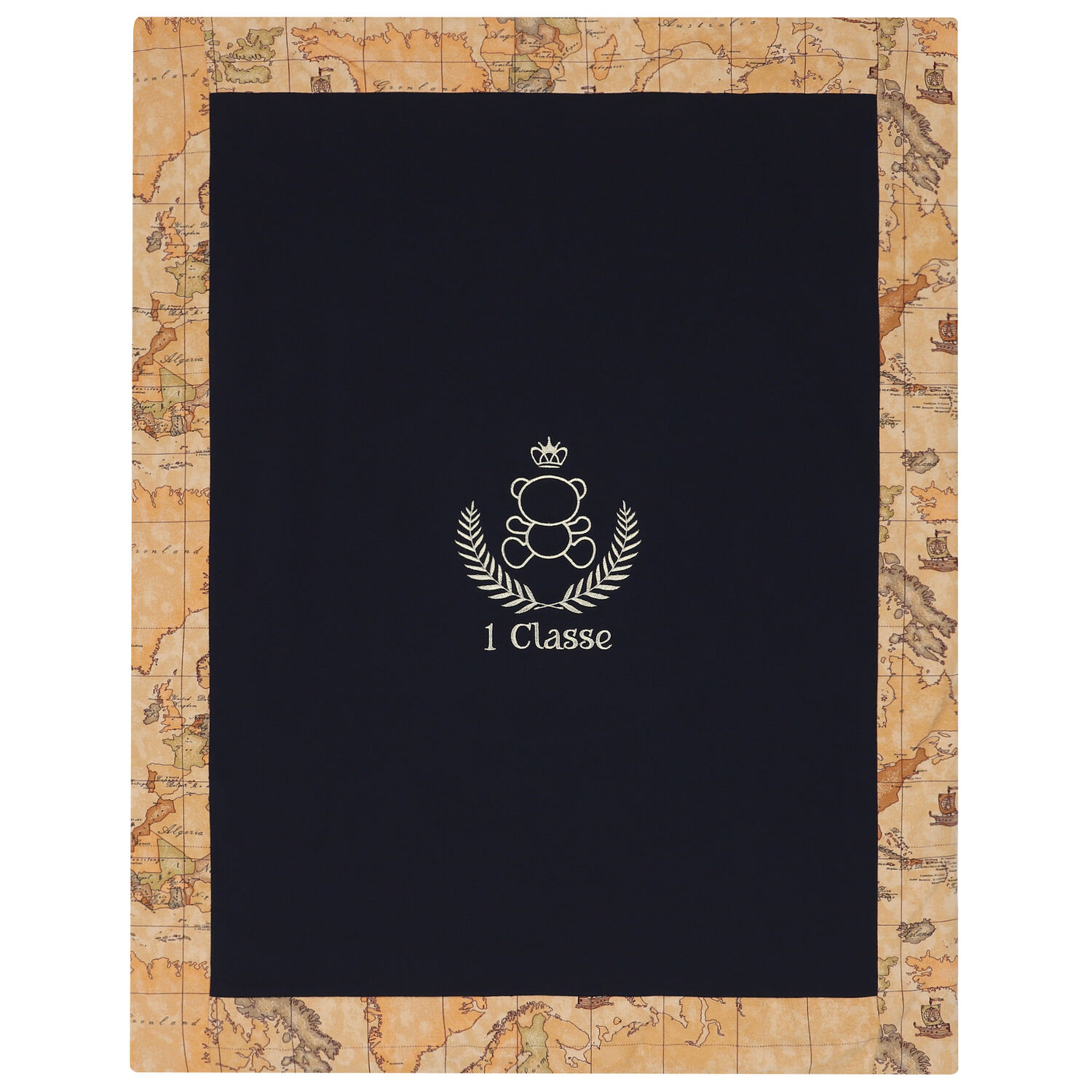 Navy Blue & Beige Geo Map Logo Blanket, 2, hi-res image number null