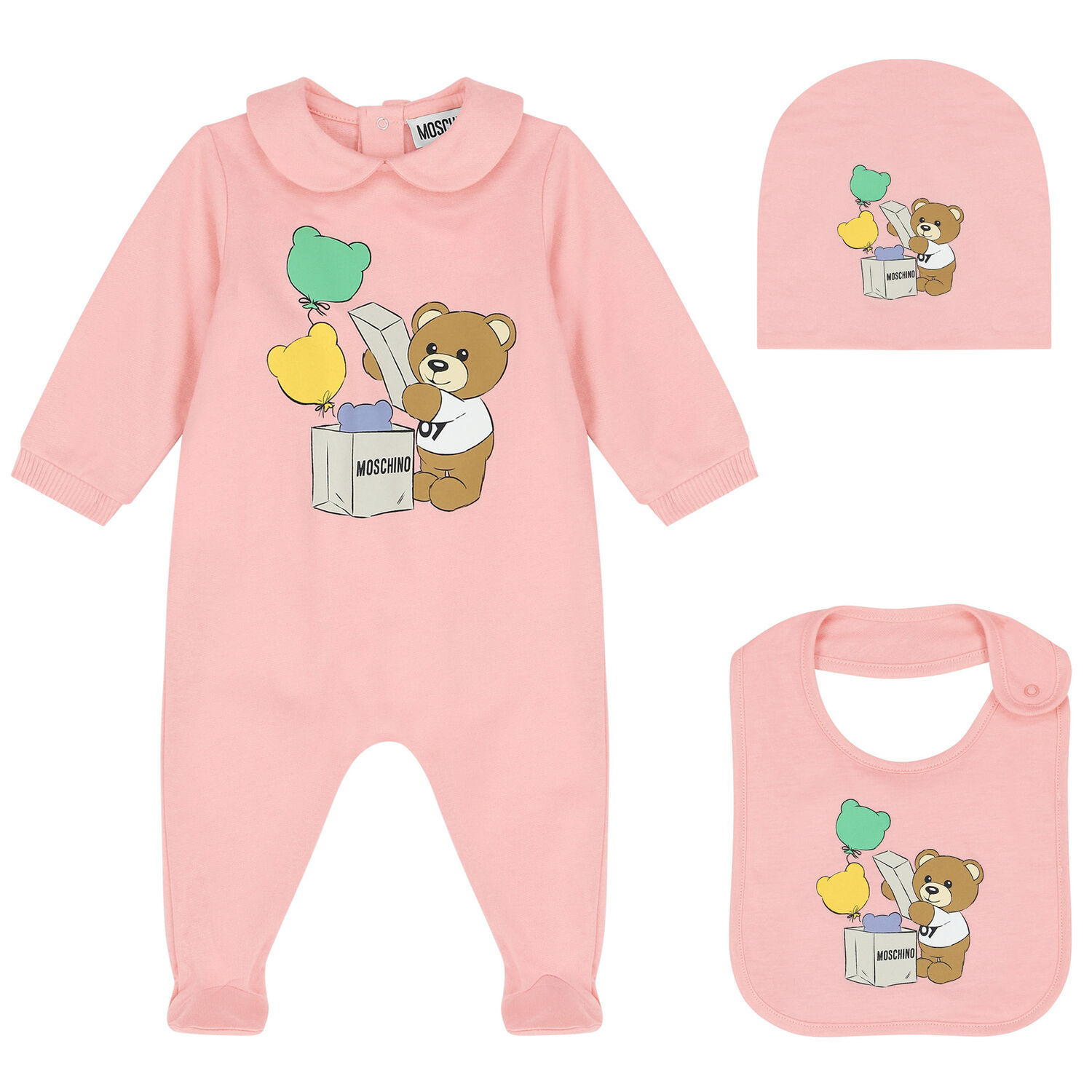 Pink Teddy Bear Logo Babygrow Gift Set, 2, hi-res