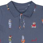 Boys Blue Teddy Bear Polo Shirt, 2, hi-res