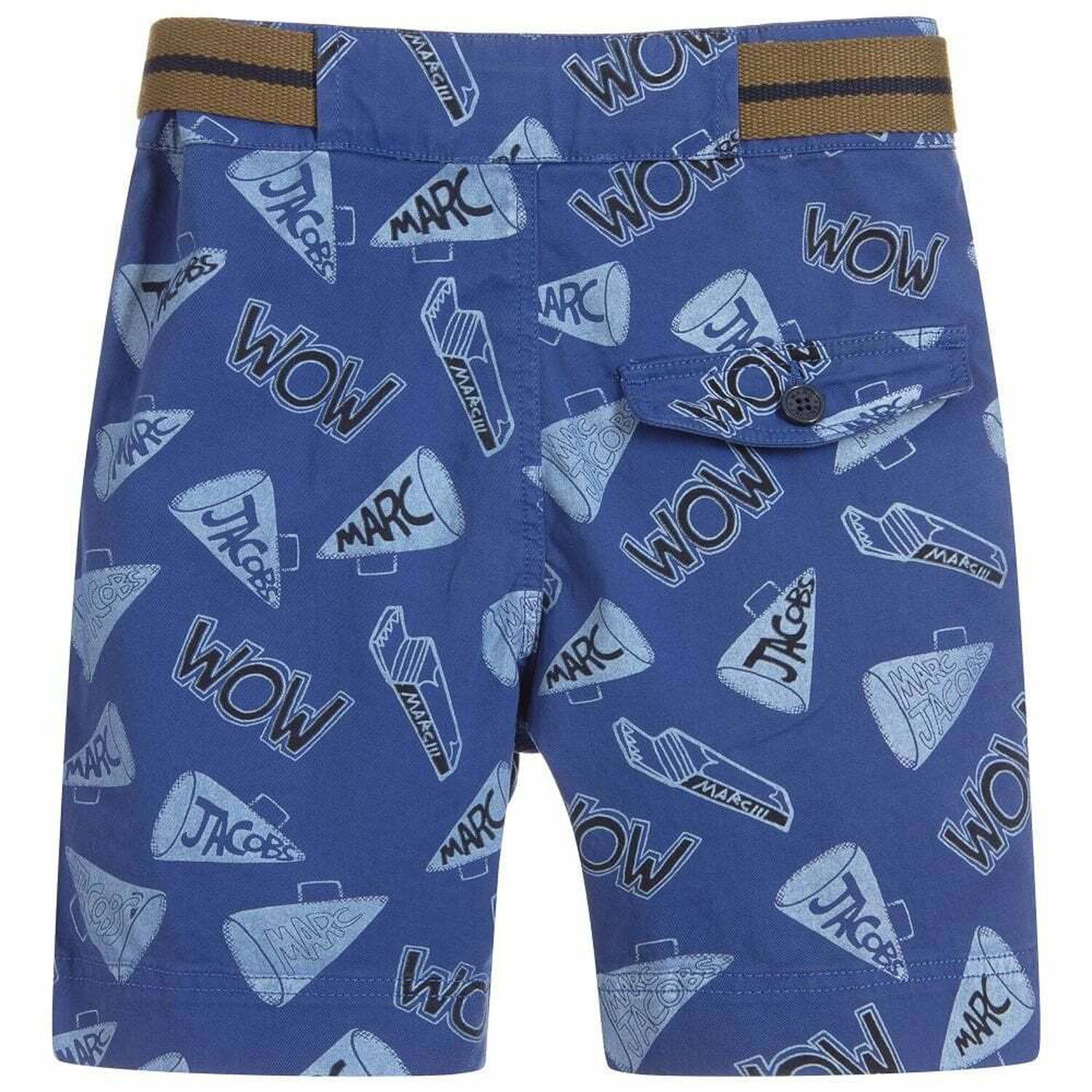 Boys Blue Logo Bermuda Shorts, 1, hi-res