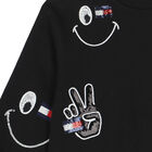 Girls Black Embellished Logo Sweatshirt, 1, hi-res