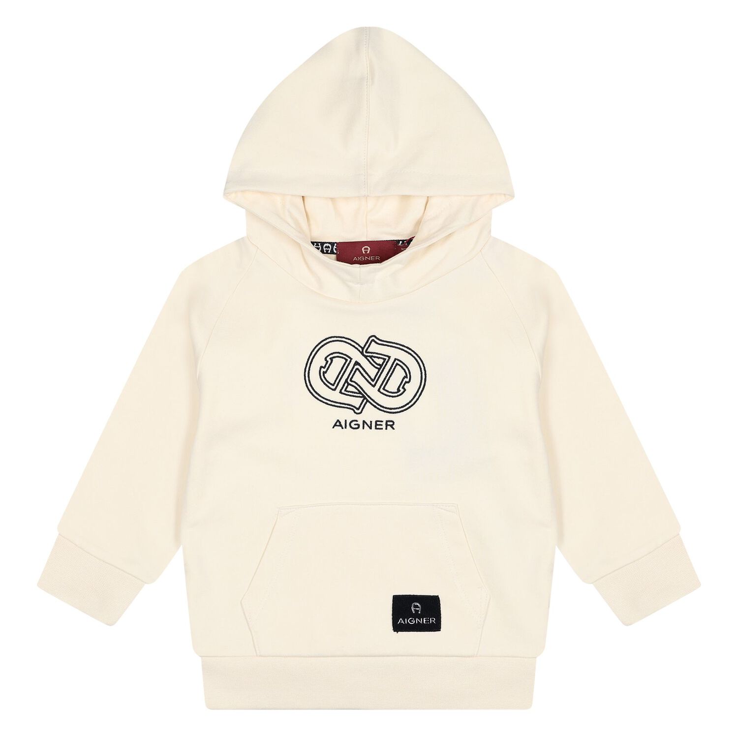Younger Boys Beige Logo Hooded Top, 2, hi-res