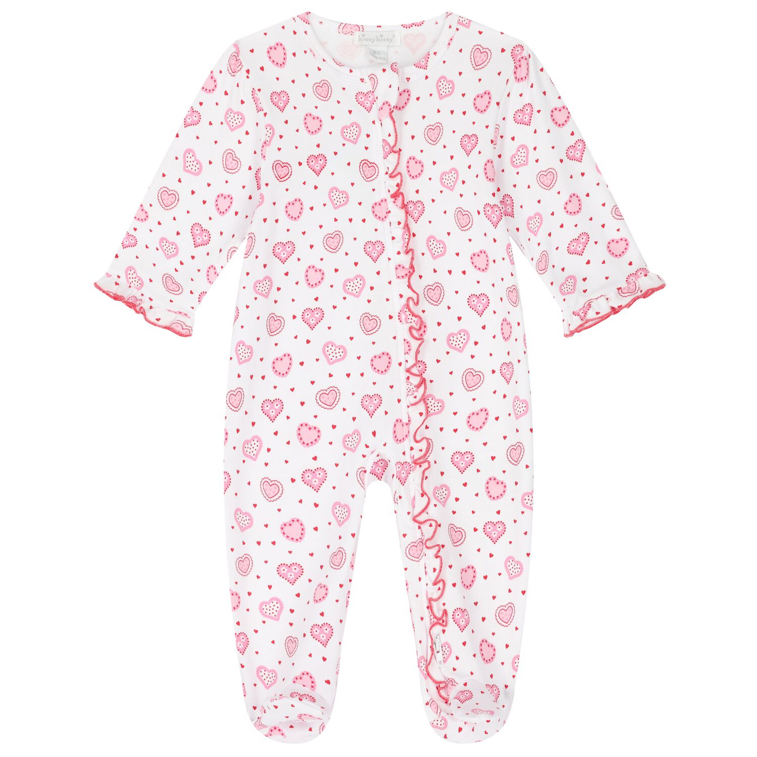 Baby Girls White & Red Hearts Babygrow, 1, hi-res
