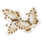 Girls White & Gold Embellished Butterfly Hair Clip, 3, hi-res