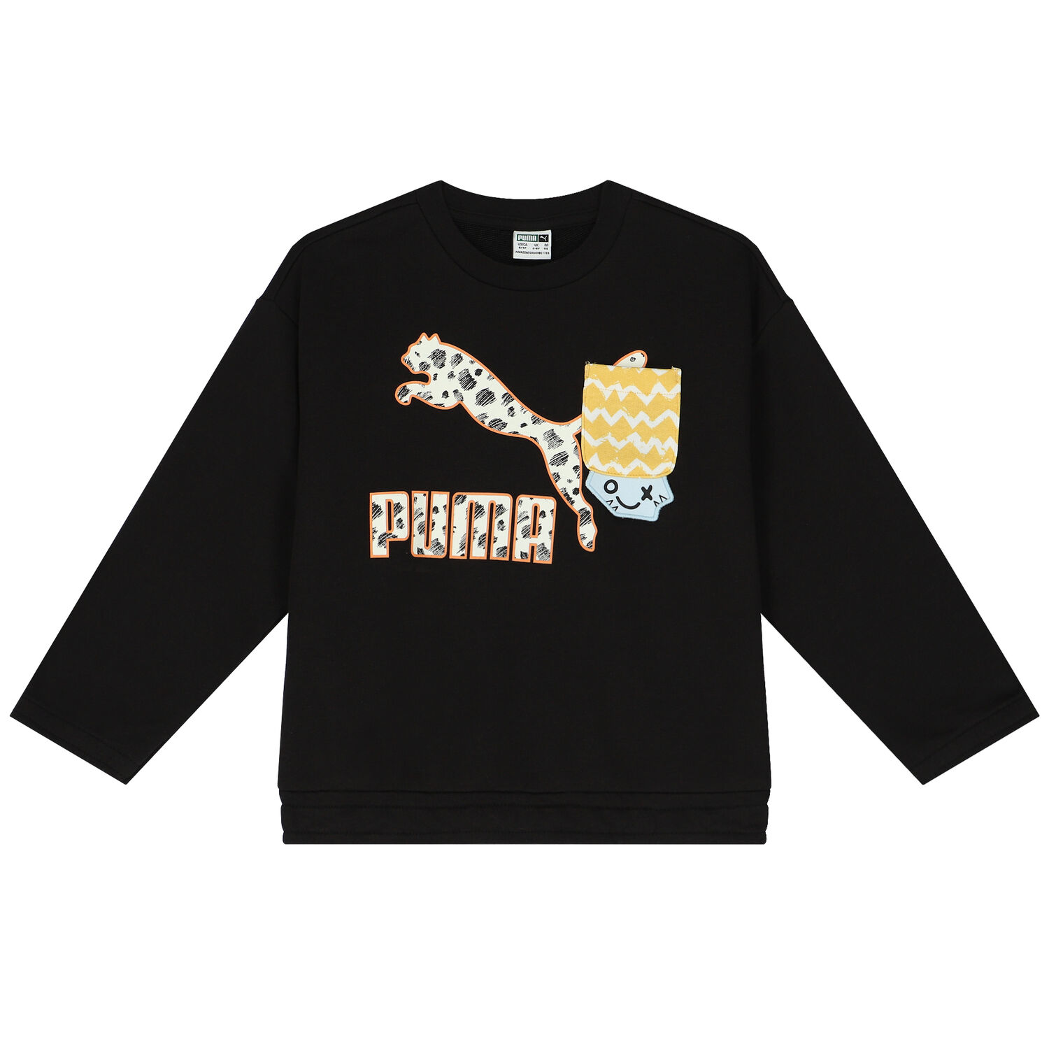 Girls Black Logo Sweatshirt, 1, hi-res