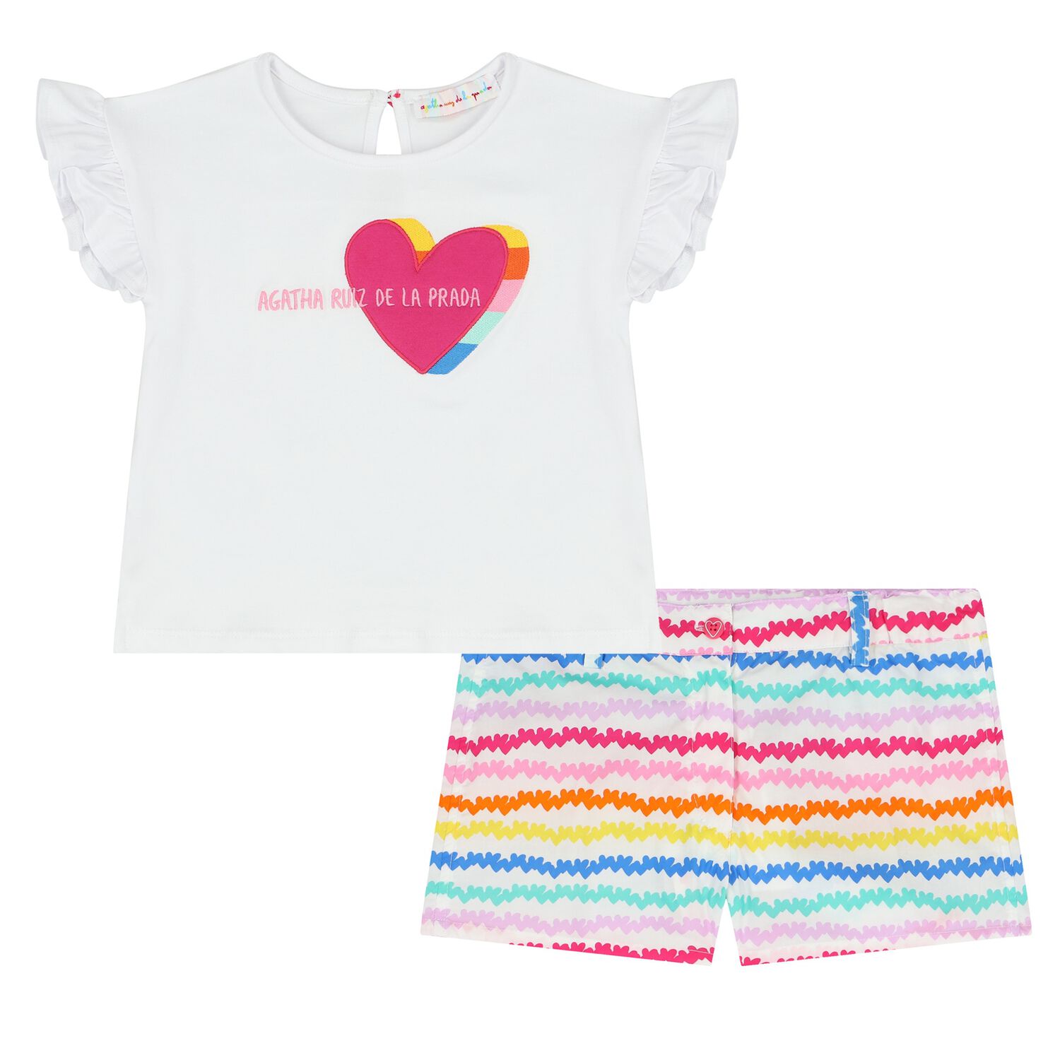 Girls White Logo Shorts Set, 1, hi-res
