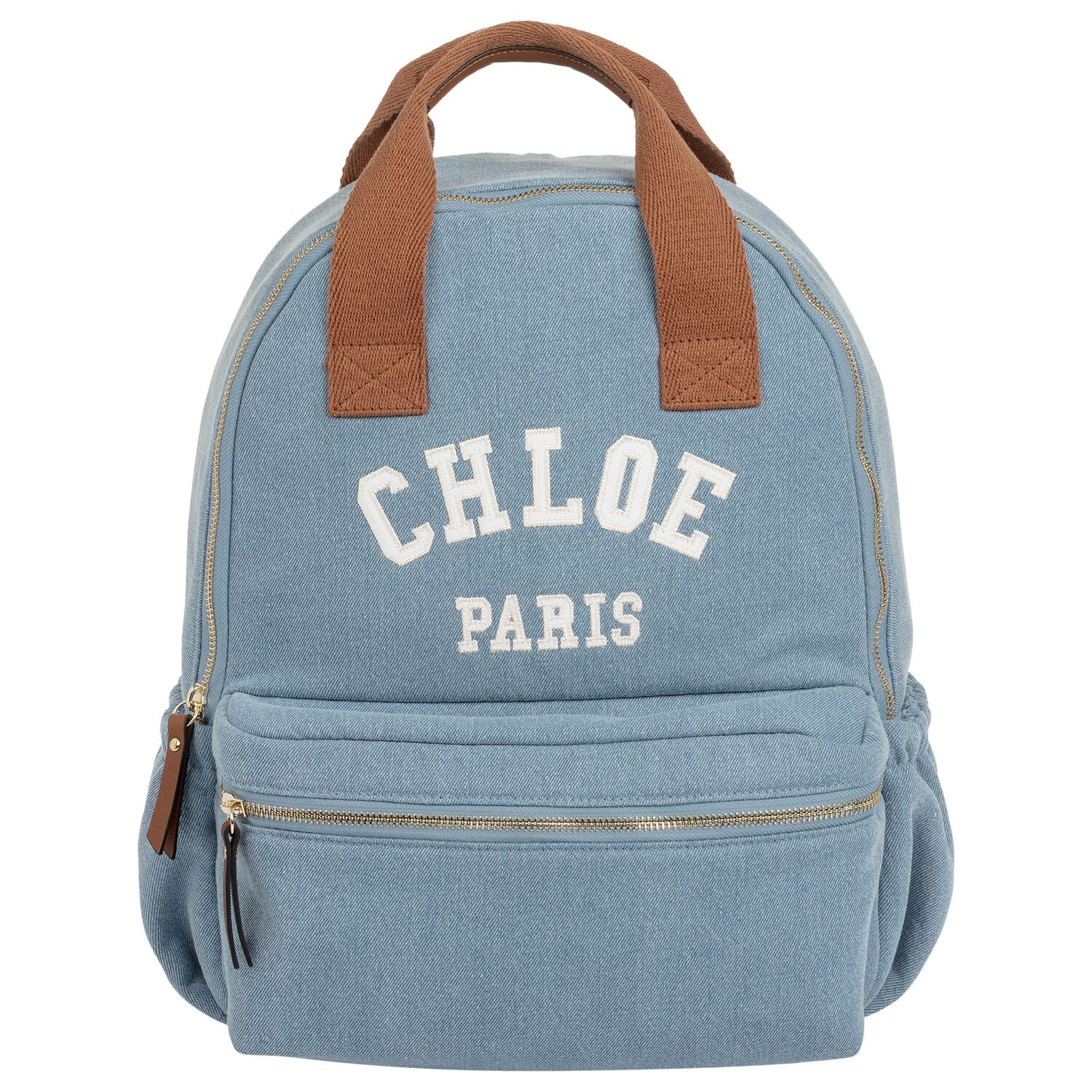Girls Blue Logo Denim Backpack, 1, hi-res