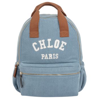 Girls Blue Logo Denim Backpack