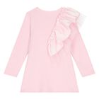 Girls Pink Logo Ruffled Dress, 1, hi-res
