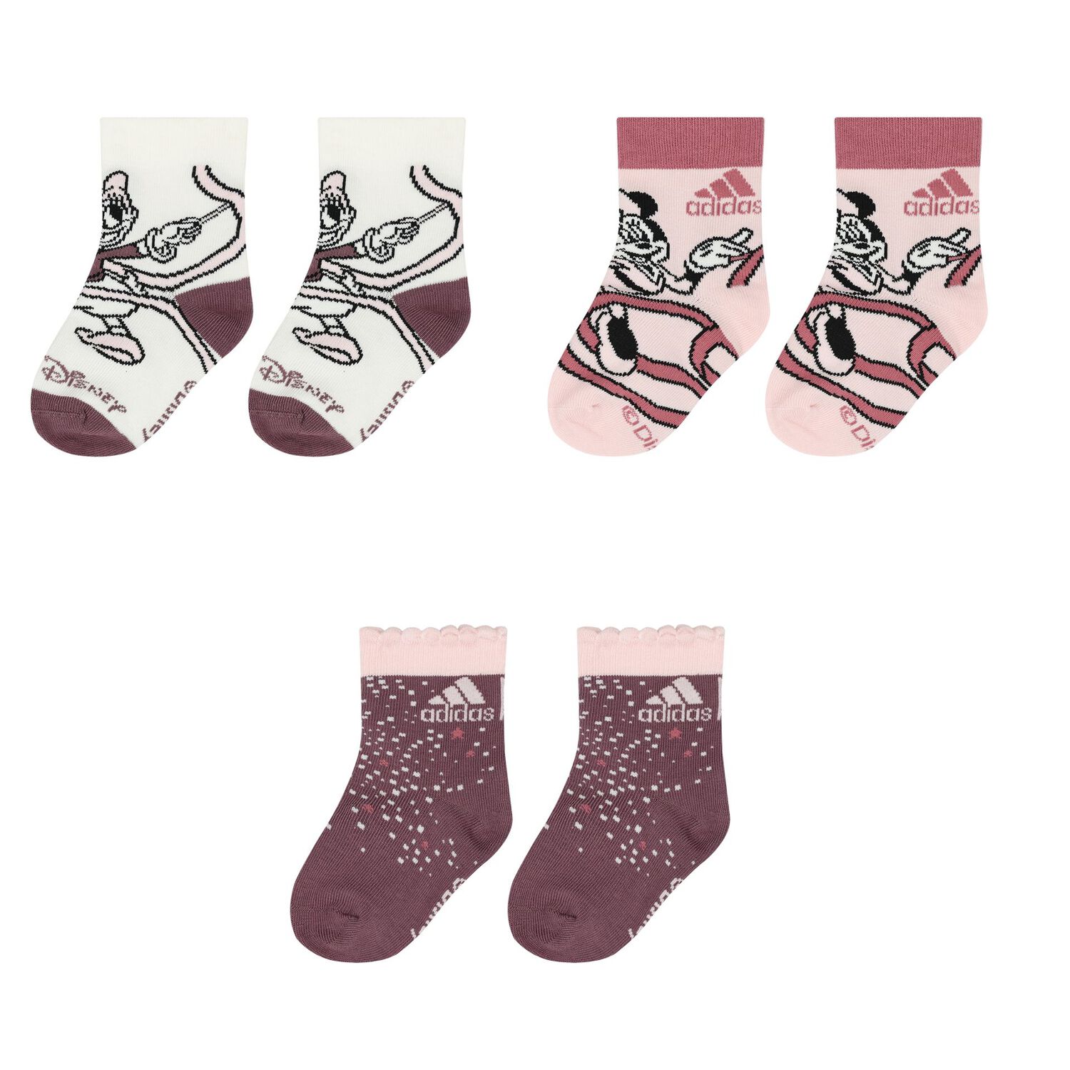 Girls Pink & White Logo Socks ( 3-Pack ), 1, hi-res image number null