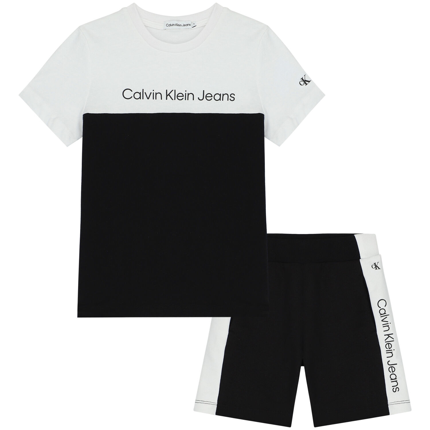 Boys Black & White Logo Shorts Set, 1, hi-res