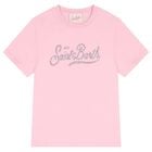 Girls Pink Embellished Logo T-Shirt, 1, hi-res
