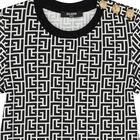 Girl Black & White Monogram Logo Dress, 1, hi-res
