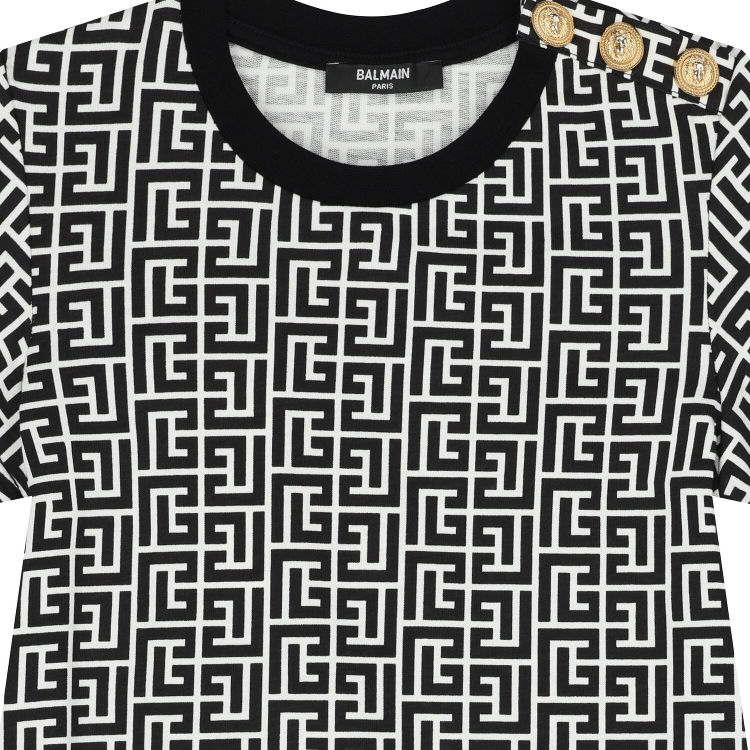 Girl Black & White Monogram Logo Dress, 1, hi-res