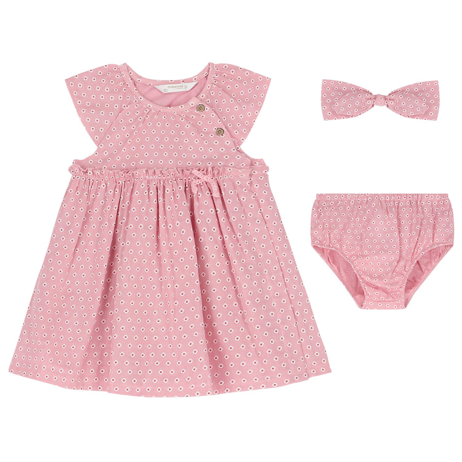 Baby Girls Pink Dress & Headband Set, 1, hi-res