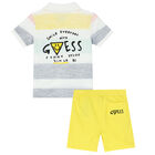 Younger Boys White & Yellow Shorts Set, 1, hi-res