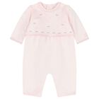 Baby Girls Pink Embroidered Romper Set, 1, hi-res