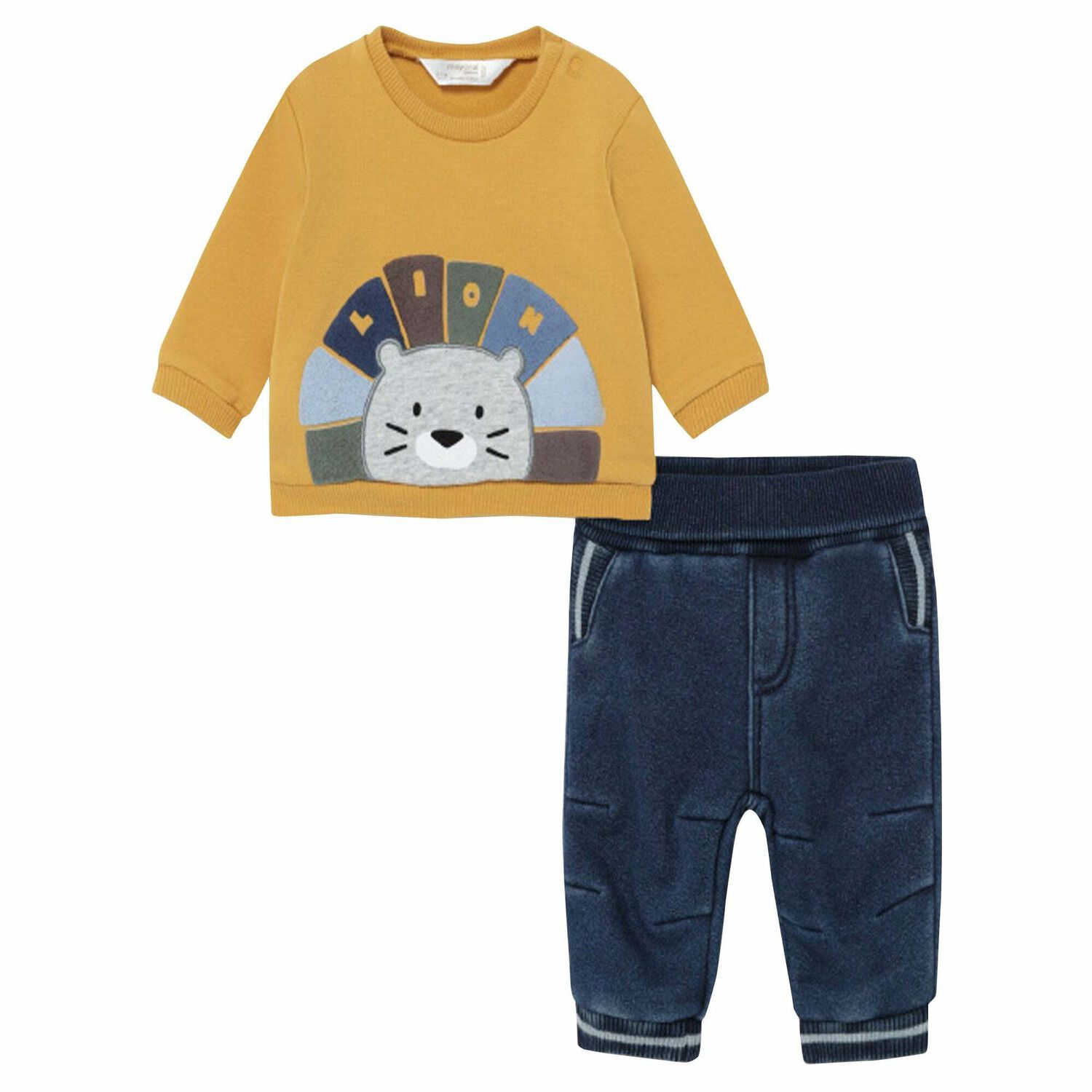 Baby Boys Yellow & Navy Trousers Set, 1, hi-res