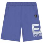 Boys Blue Logo Shorts, 4, hi-res