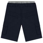 Boys Navy Blue Logo Shorts, 2, hi-res