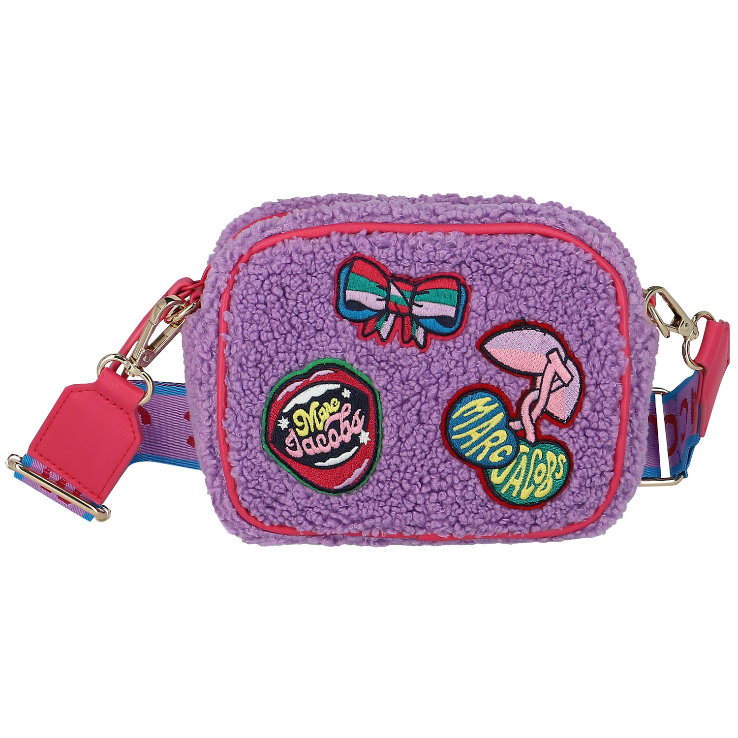 Girls Purple Logo Shearling Shoulder Bag, 1, hi-res