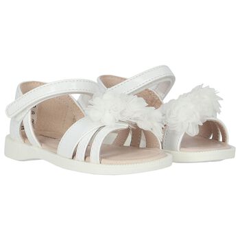 Younger Girls White Flower Sandals