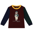 Baby Boys Burgundy, Green & Navy Blue Polo Bear Tracksuit, 1, hi-res