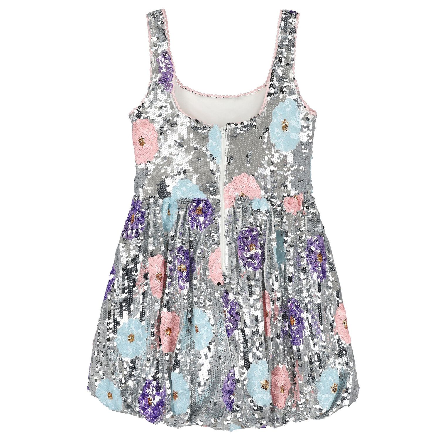 Girls Silver Sequin Dress, 1, hi-res