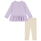 Baby Girls Purple & Ivory Logo Leggings Set, 1, hi-res