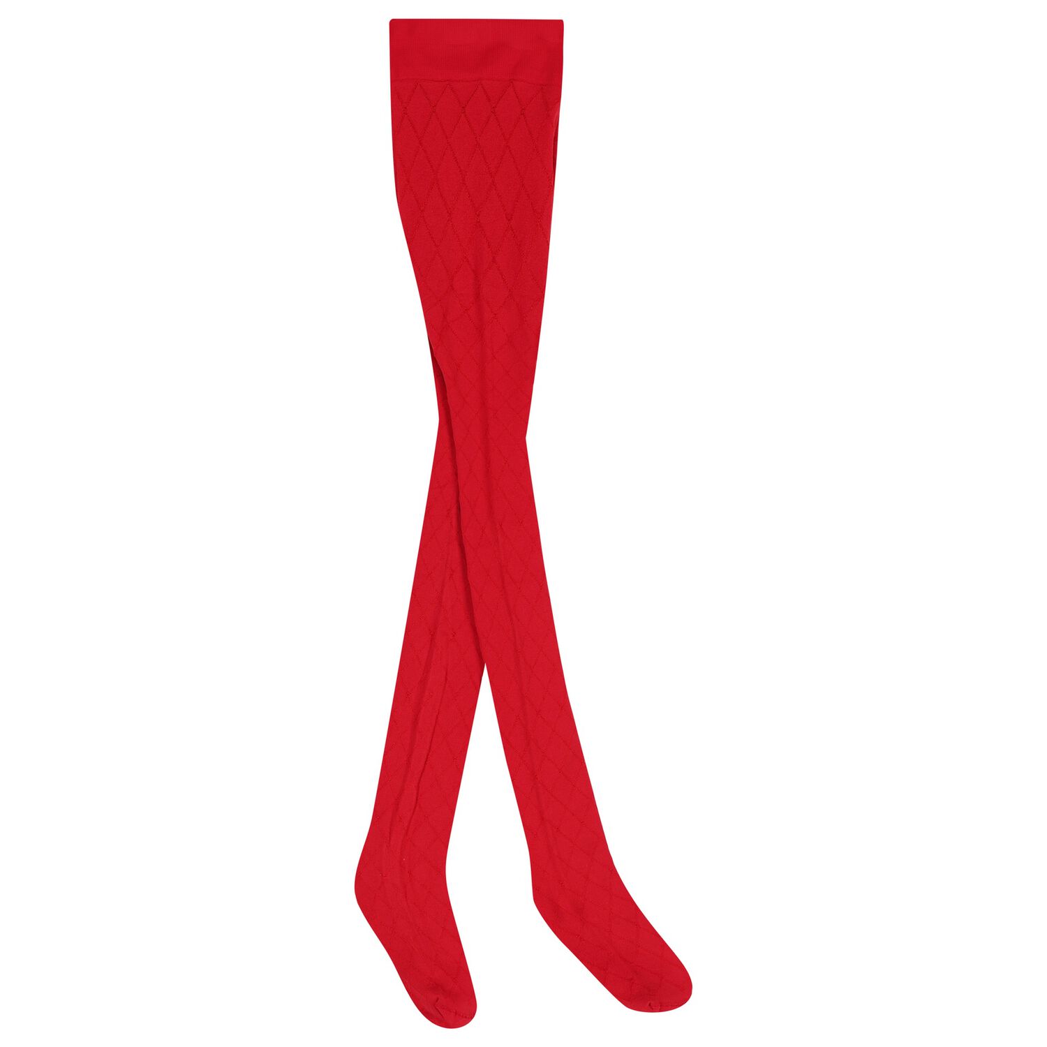 Girls Red Diamond Jacquard Tights, 1, hi-res