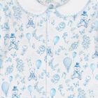 Baby Boys White & Blue Toile de Jouy Babygrow, 2, hi-res
