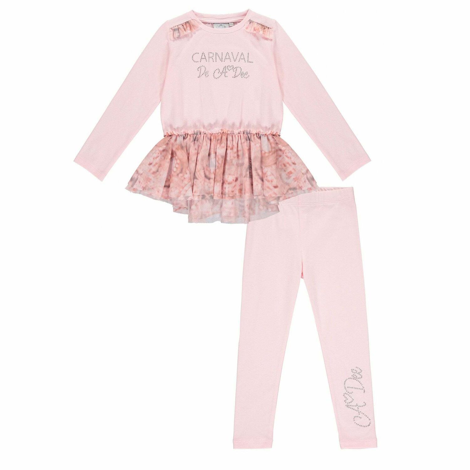 Girls Pink Top & Leggings Set, 1, hi-res