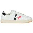 Girls White Leather Logo Trainers, 1, hi-res