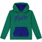 Boys Green Logo Zip Up Top, 1, hi-res