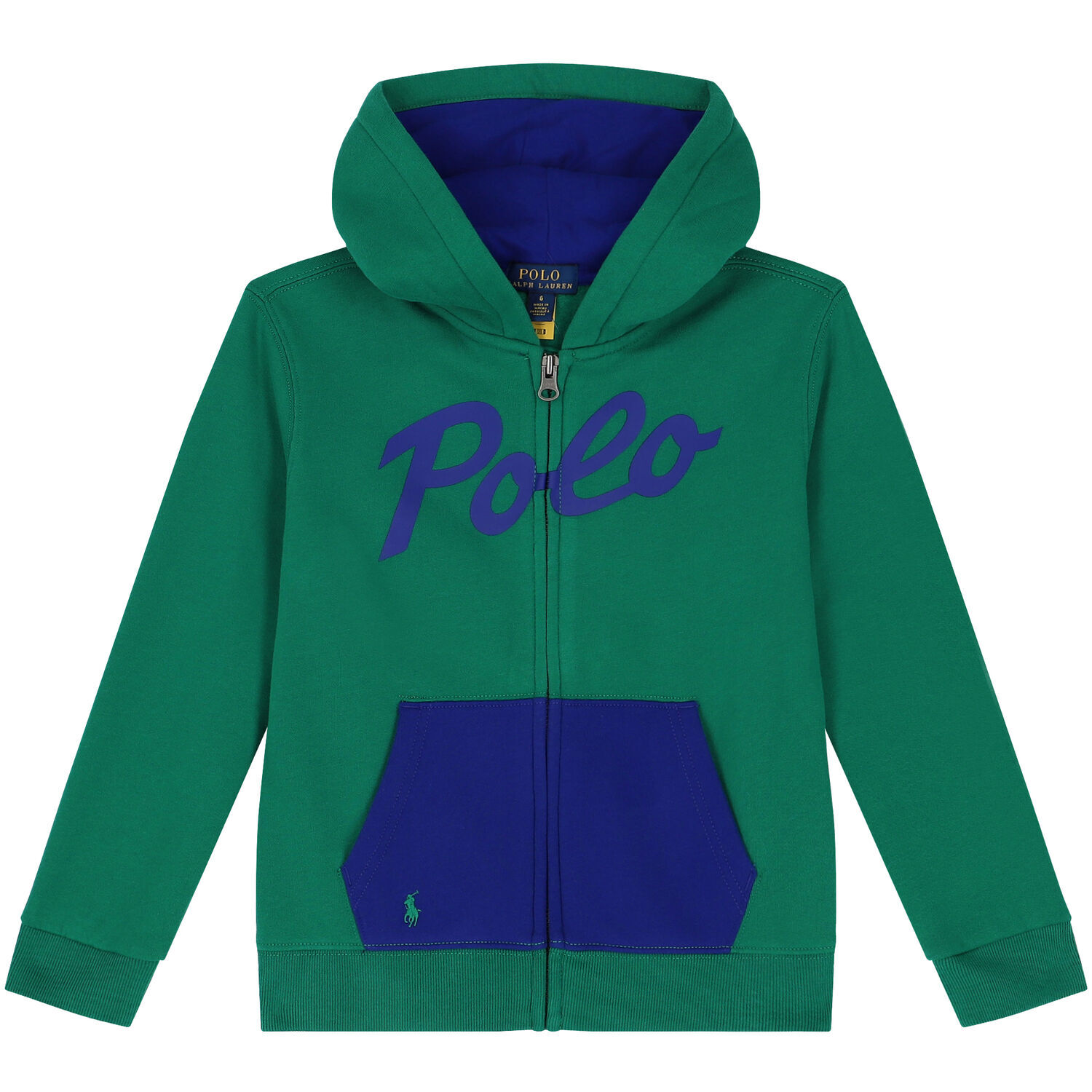 Boys Green Logo Zip Up Top, 1, hi-res
