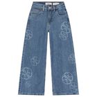 Girls Blue Logo Denim Jeans, 1, hi-res