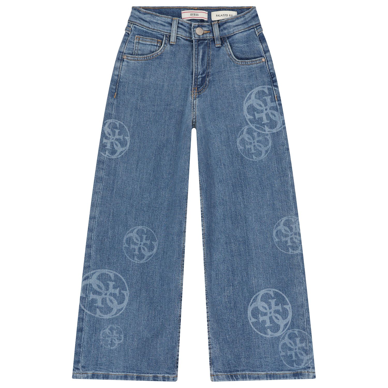 Girls Blue Logo Denim Jeans, 1, hi-res image number null