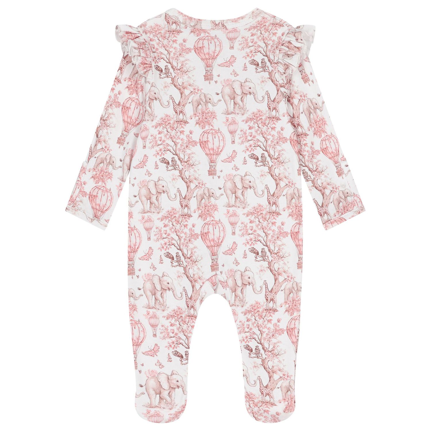 Baby Girls White & Pink Africa Babygrow, 1, hi-res image number null