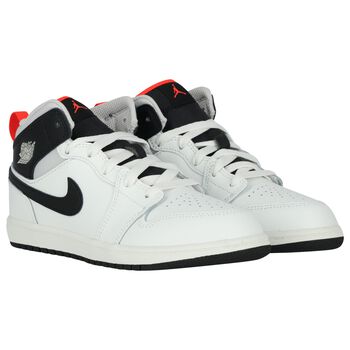 Black , Grey & White Air Jordan 1 Mid Trainers