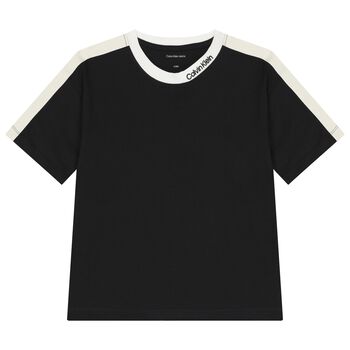 Boys Black & Ivory Tape Cotton Jersey T-Shirt