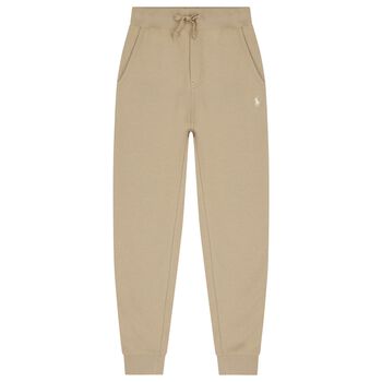 Boys Beige Logo Joggers
